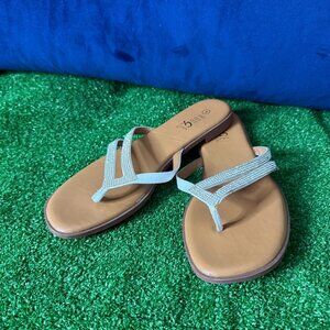 Rouge Helium Rhinestone-embellished thong straps White Sandals Women’s Size 9